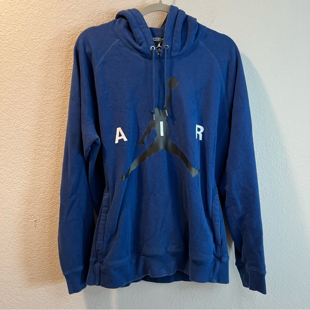 Men’s Nike Air Jordan blue hooded pullover sweatshirt size large L
